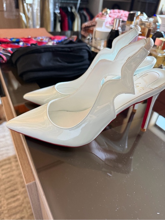 Christian Louboutin Shoes - Christian Louboutin White Patent Pointed Slingback Pumps